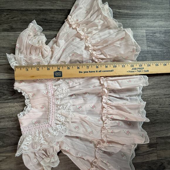 Vintage Pink Floral Lace Baby Girl Dress Size 6-9 M USA Made - Picture 6 of 8